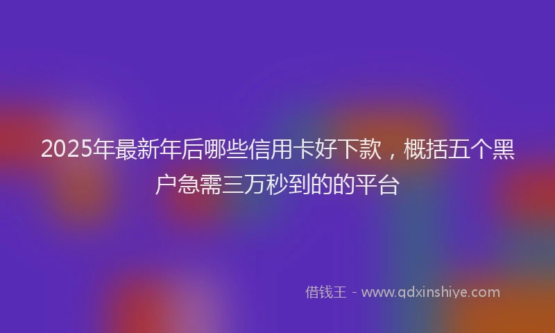 2025年最新年后哪些信用卡好下款，概括五个黑户急需三万秒到的的平台