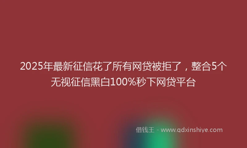 2025年最新征信花了所有网贷被拒了，整合5个无视征信黑白100%秒下网贷平台