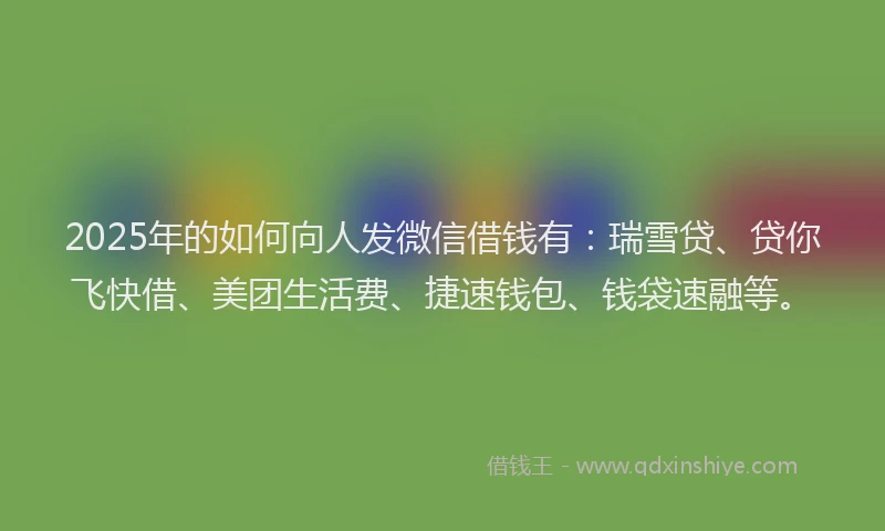 2025年的如何向人发微信借钱有：瑞雪贷、贷你飞快借、美团生活费、捷速钱包、钱袋速融等。