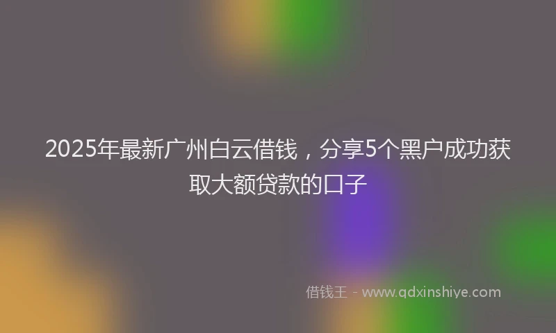 2025年最新广州白云借钱，分享5个黑户成功获取大额贷款的口子