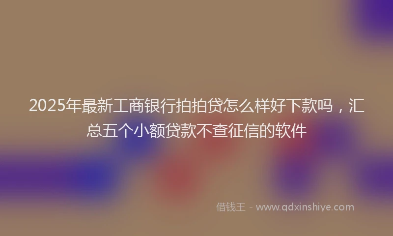 2025年最新工商银行拍拍贷怎么样好下款吗，汇总五个小额贷款不查征信的软件