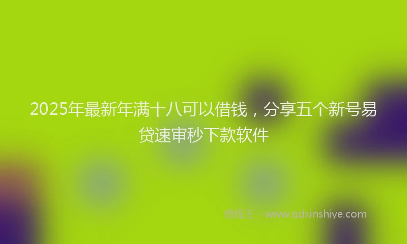 2025年最新年满十八可以借钱，分享五个新号易贷速审秒下款软件