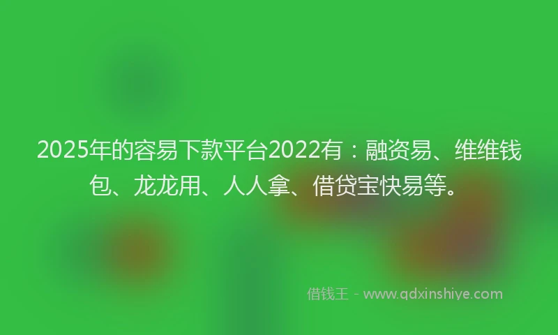 2025年的容易下款平台2022有：融资易、维维钱包、龙龙用、人人拿、借贷宝快易等。
