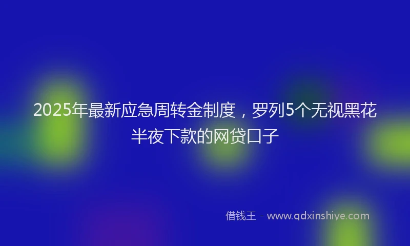 2025年最新应急周转金制度，罗列5个无视黑花半夜下款的网贷口子