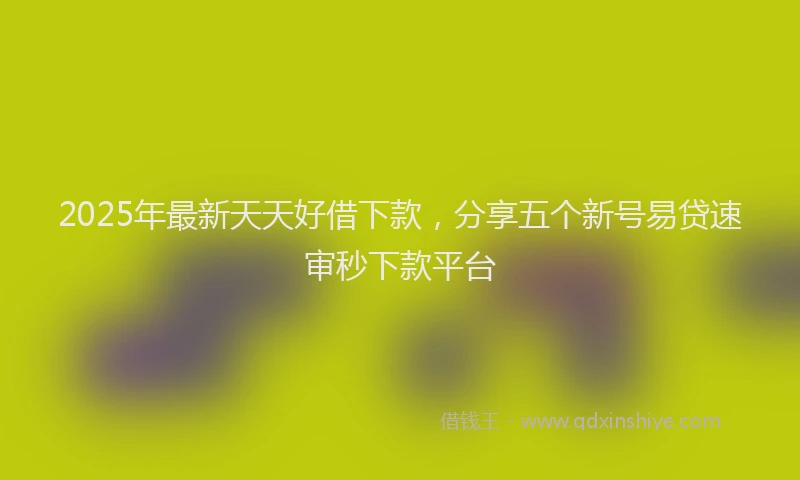 2025年最新天天好借下款，分享五个新号易贷速审秒下款平台