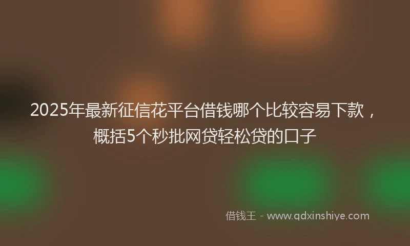 2025年最新征信花平台借钱哪个比较容易下款，概括5个秒批网贷轻松贷的口子