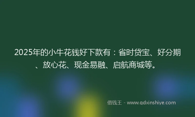 2025年的小牛花钱好下款有：省时贷宝、好分期、放心花、现金易融、启航商城等。