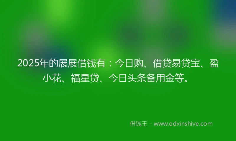 2025年的展展借钱有：今日购、借贷易贷宝、盈小花、福星贷、今日头条备用金等。