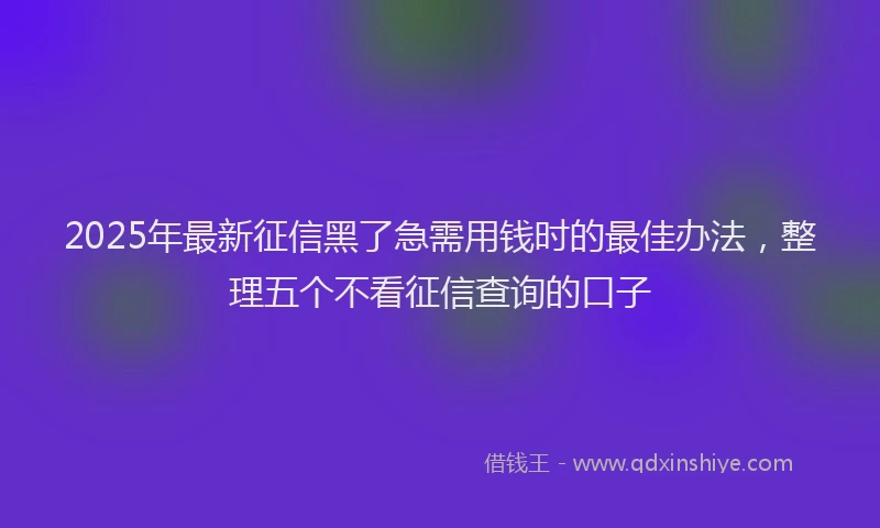 2025年最新征信黑了急需用钱时的最佳办法，整理五个不看征信查询的口子