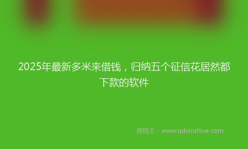 2025年最新多米来借钱，归纳五个征信花居然都下款的软件