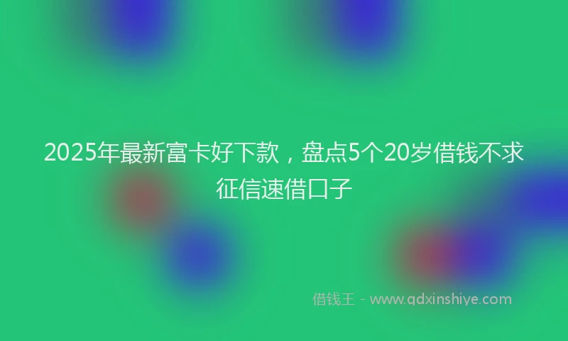 2025年最新富卡好下款，盘点5个20岁借钱不求征信速借口子