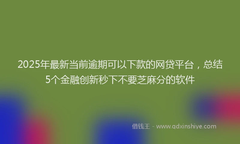 2025年最新当前逾期可以下款的网贷平台，总结5个金融创新秒下不要芝麻分的软件
