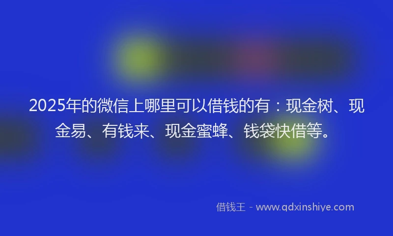 2025年的微信上哪里可以借钱的有：现金树、现金易、有钱来、现金蜜蜂、钱袋快借等。