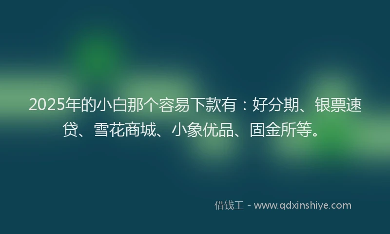 2025年的小白那个容易下款有：好分期、银票速贷、雪花商城、小象优品、固金所等。