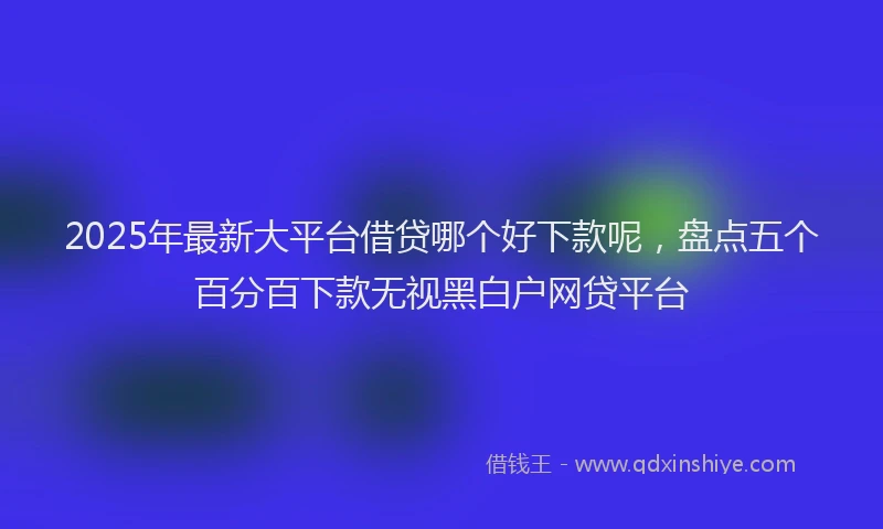 2025年最新大平台借贷哪个好下款呢，盘点五个百分百下款无视黑白户网贷平台