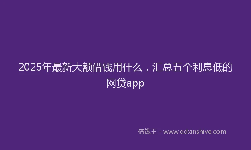 2025年最新大额借钱用什么，汇总五个利息低的网贷app
