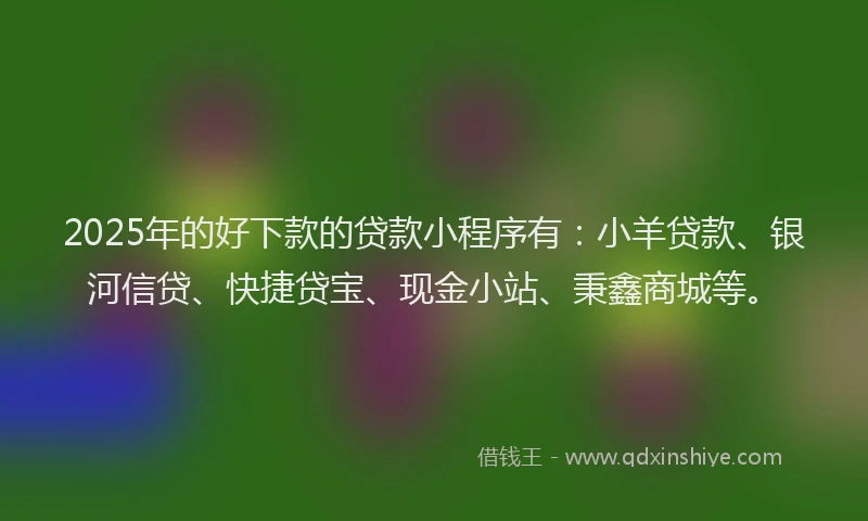 2025年的好下款的贷款小程序有：小羊贷款、银河信贷、快捷贷宝、现金小站、秉鑫商城等。