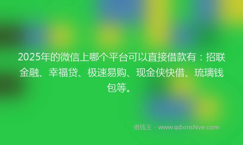 2025年的微信上哪个平台可以直接借款有：招联金融、幸福贷、极速易购、现金侠快借、琉璃钱包等。