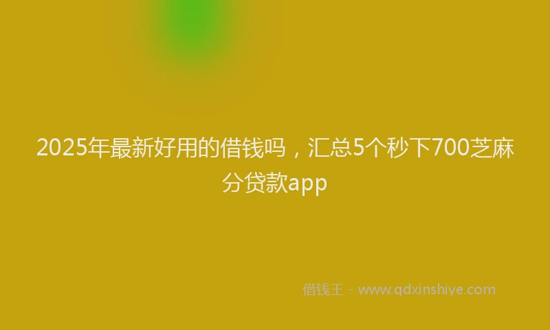 2025年最新好用的借钱吗，汇总5个秒下700芝麻分贷款app