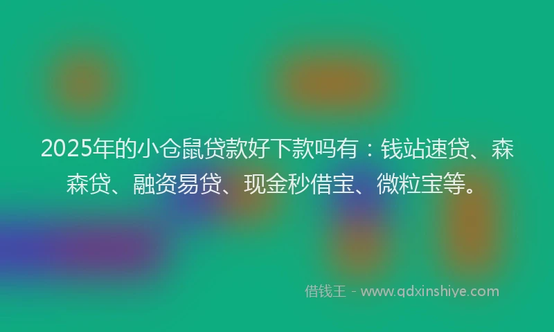 2025年的小仓鼠贷款好下款吗有：钱站速贷、森森贷、融资易贷、现金秒借宝、微粒宝等。