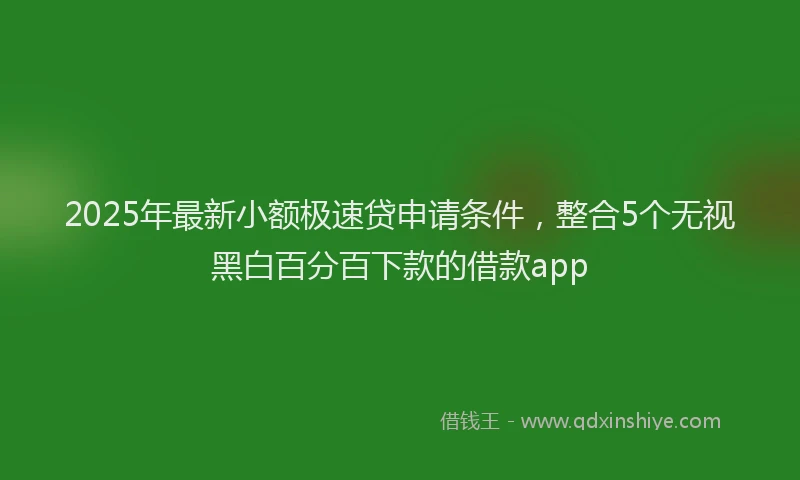 2025年最新小额极速贷申请条件，整合5个无视黑白百分百下款的借款app