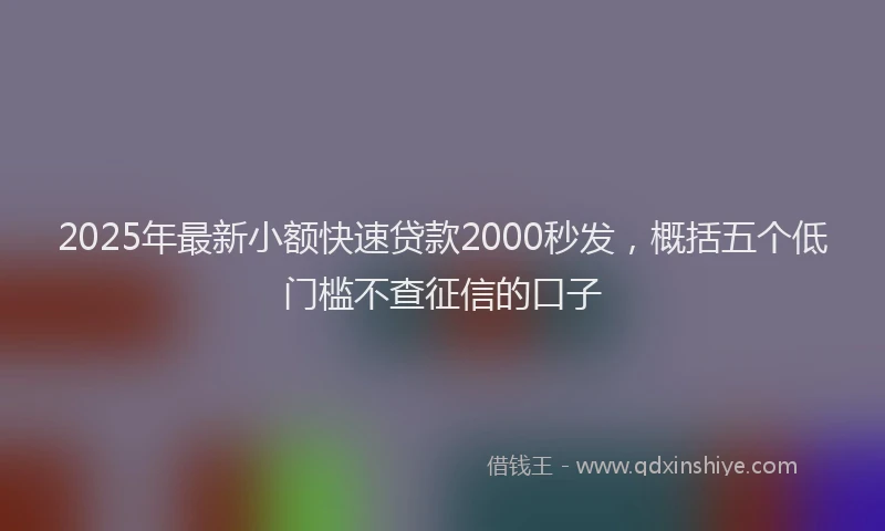 2025年最新小额快速贷款2000秒发，概括五个低门槛不查征信的口子