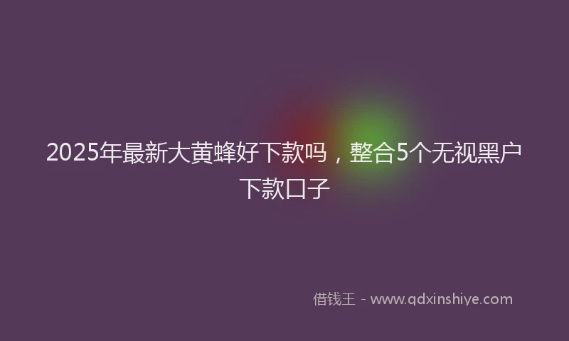 2025年最新大黄蜂好下款吗，整合5个无视黑户下款口子