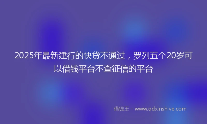 2025年最新建行的快贷不通过，罗列五个20岁可以借钱平台不查征信的平台