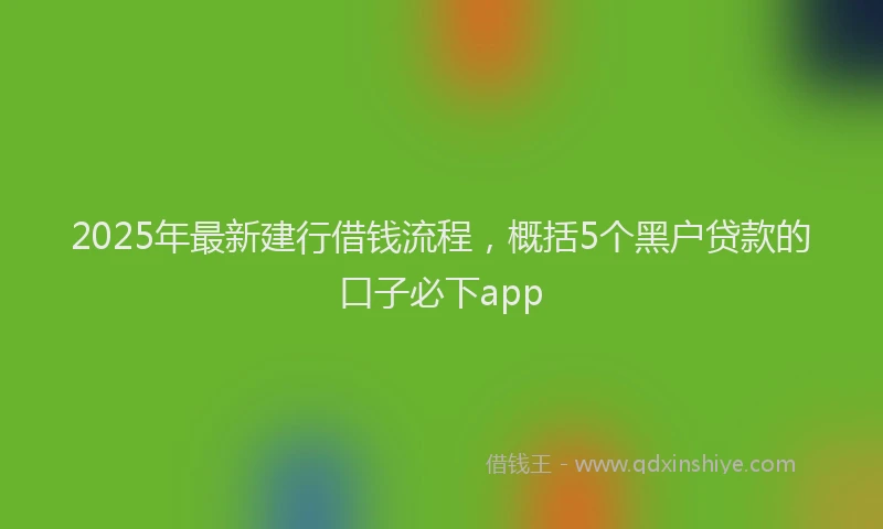 2025年最新建行借钱流程，概括5个黑户贷款的口子必下app