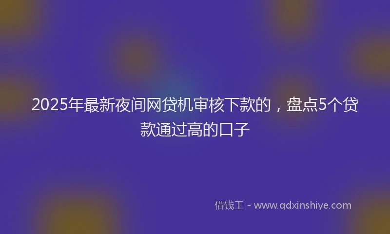 2025年最新夜间网贷机审核下款的，盘点5个贷款通过高的口子