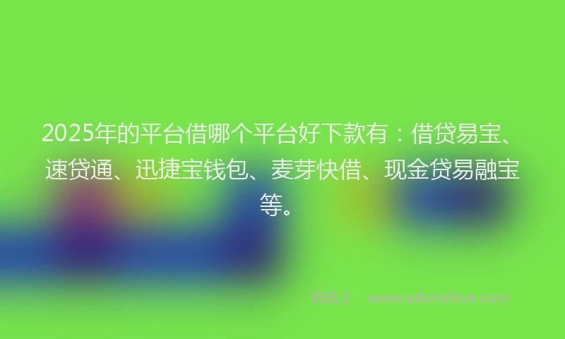 2025年的平台借哪个平台好下款有：借贷易宝、速贷通、迅捷宝钱包、麦芽快借、现金贷易融宝等。