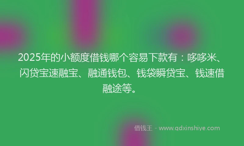 2025年的小额度借钱哪个容易下款有：哆哆米、闪贷宝速融宝、融通钱包、钱袋瞬贷宝、钱速借融途等。