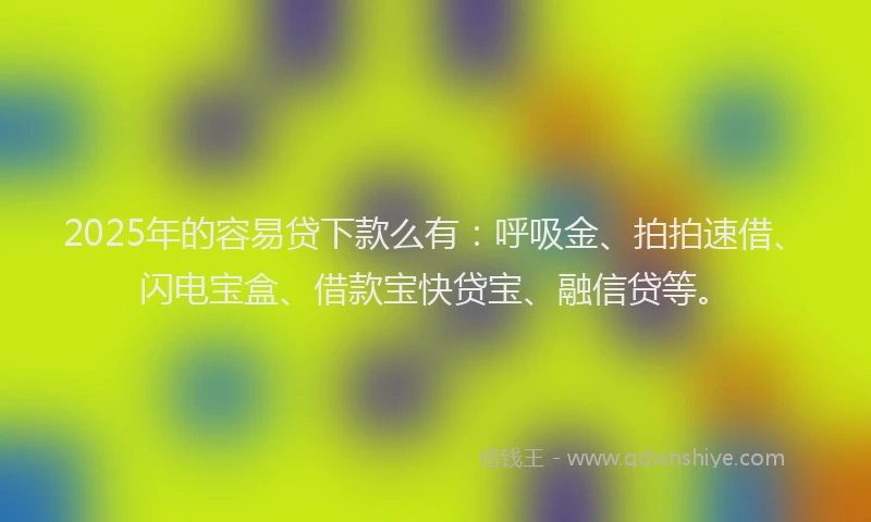 2025年的容易贷下款么有：呼吸金、拍拍速借、闪电宝盒、借款宝快贷宝、融信贷等。