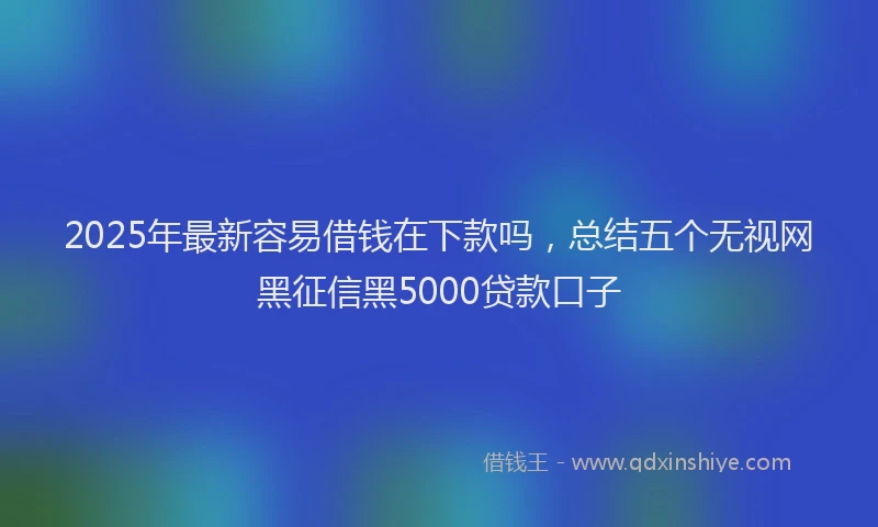 2025年最新容易借钱在下款吗，总结五个无视网黑征信黑5000贷款口子