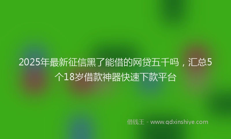 2025年最新征信黑了能借的网贷五千吗，汇总5个18岁借款神器快速下款平台