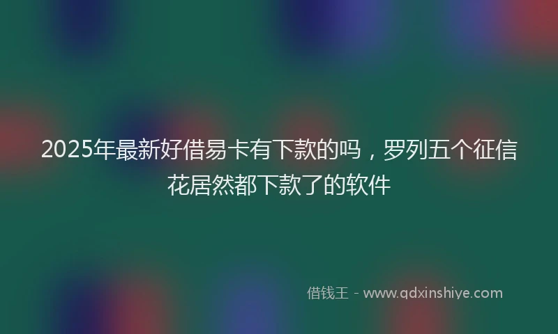 2025年最新好借易卡有下款的吗，罗列五个征信花居然都下款了的软件