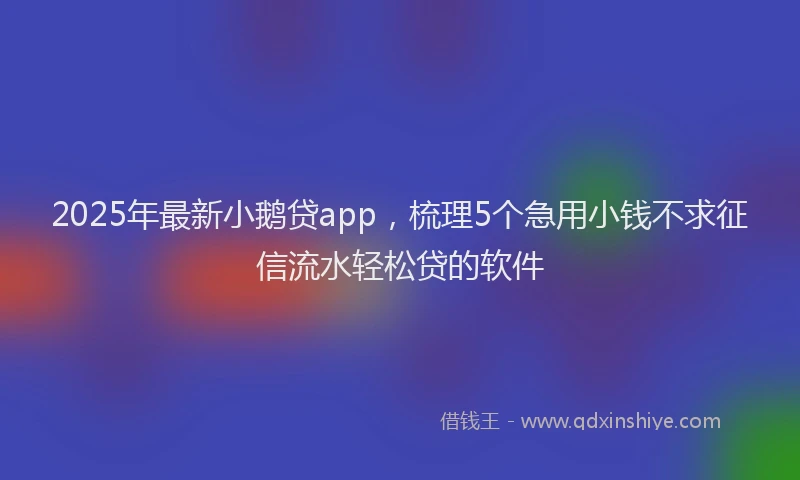 2025年最新小鹅贷app，梳理5个急用小钱不求征信流水轻松贷的软件