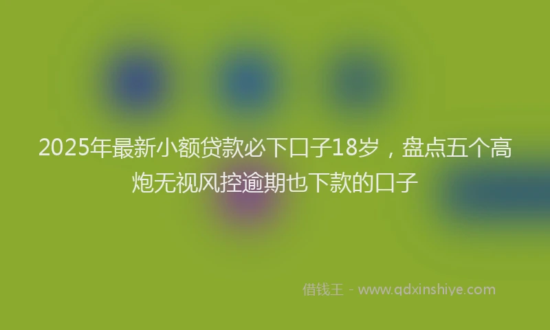 2025年最新小额贷款必下口子18岁，盘点五个高炮无视风控逾期也下款的口子