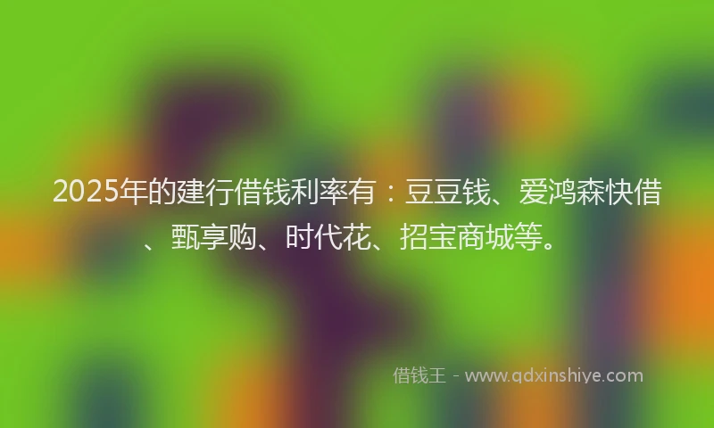 2025年的建行借钱利率有：豆豆钱、爱鸿森快借、甄享购、时代花、招宝商城等。