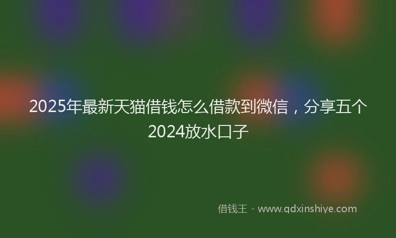 2025年最新天猫借钱怎么借款到微信，分享五个2024放水口子