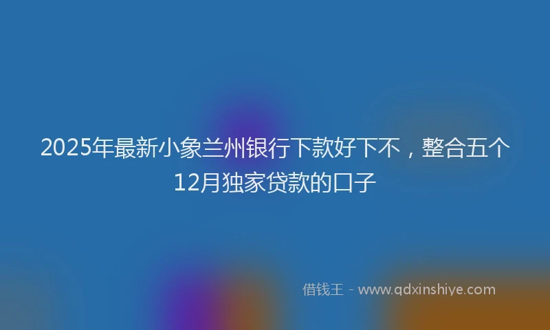 2025年最新小象兰州银行下款好下不，整合五个12月独家贷款的口子