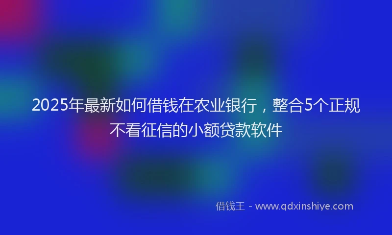 2025年最新如何借钱在农业银行，整合5个正规不看征信的小额贷款软件