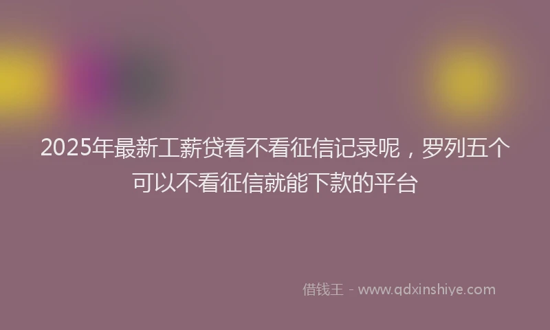 2025年最新工薪贷看不看征信记录呢，罗列五个可以不看征信就能下款的平台