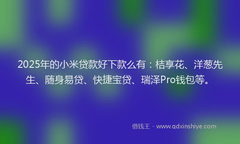 2025年的小米贷款好下款么有：桔享花、洋葱先生、随身易贷、快捷宝贷、瑞泽Pro钱包等。