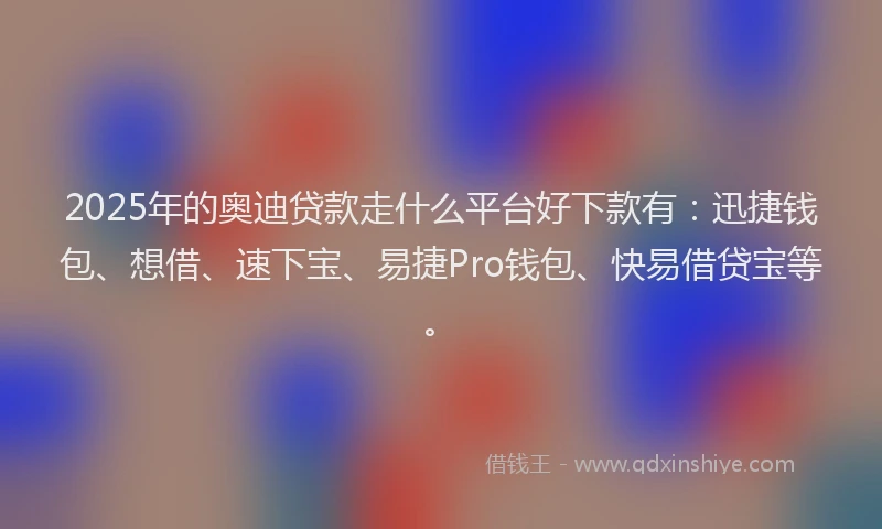 2025年的奥迪贷款走什么平台好下款有：迅捷钱包、想借、速下宝、易捷Pro钱包、快易借贷宝等。
