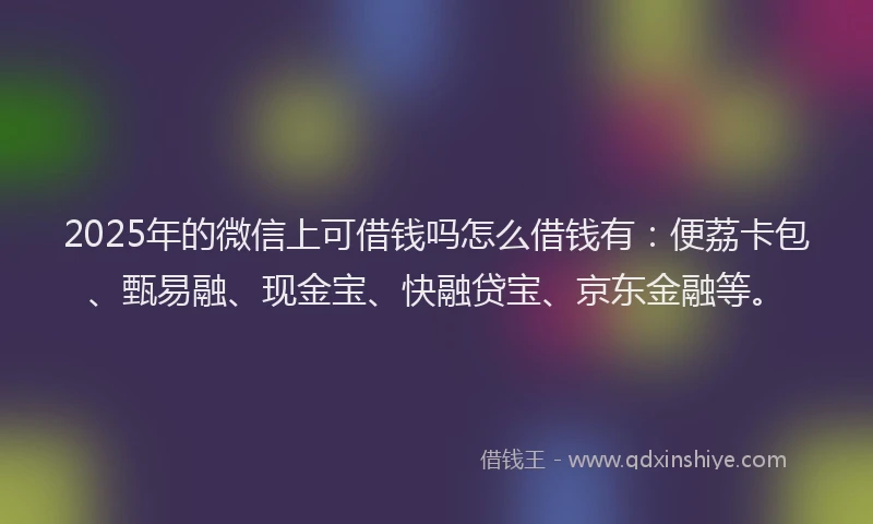 2025年的微信上可借钱吗怎么借钱有：便荔卡包、甄易融、现金宝、快融贷宝、京东金融等。