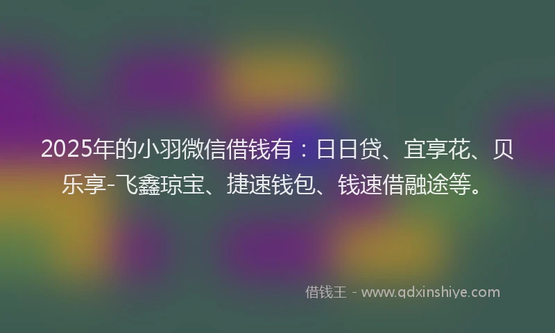 2025年的小羽微信借钱有：日日贷、宜享花、贝乐享-飞鑫琼宝、捷速钱包、钱速借融途等。