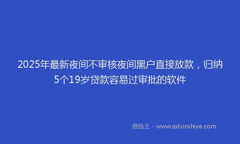 2025年最新夜间不审核夜间黑户直接放款，归纳5个19岁贷款容易过审批的软件