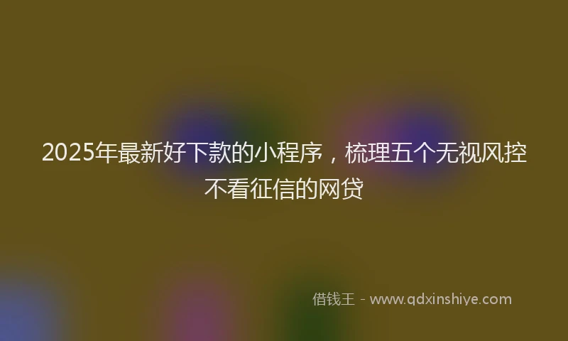 2025年最新好下款的小程序，梳理五个无视风控不看征信的网贷