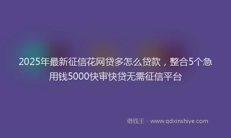 2025年最新征信花网贷多怎么贷款，整合5个急用钱5000快审快贷无需征信平台